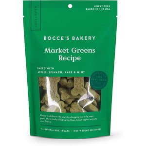 Bocce’s Bakery Local Batch Market Greens Recipe Dog Treats, 8-oz bag