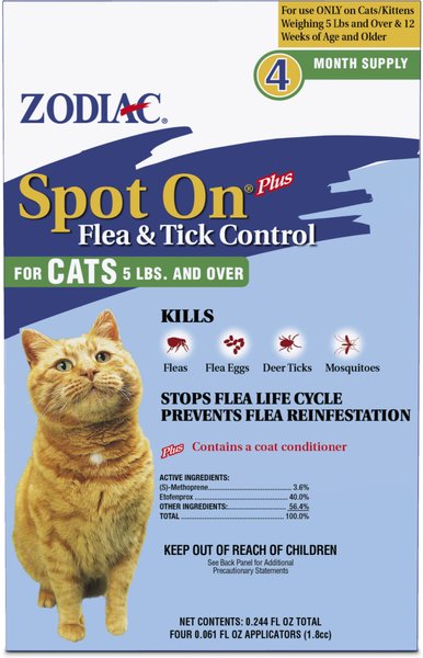 ZODIAC Spot On Plus Flea & Tick Spot Treatment for Cats & Kittens, over ...