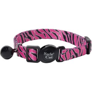 Safe Cat Fashion Adjustable Breakaway Cat Collar, Pink Zebra