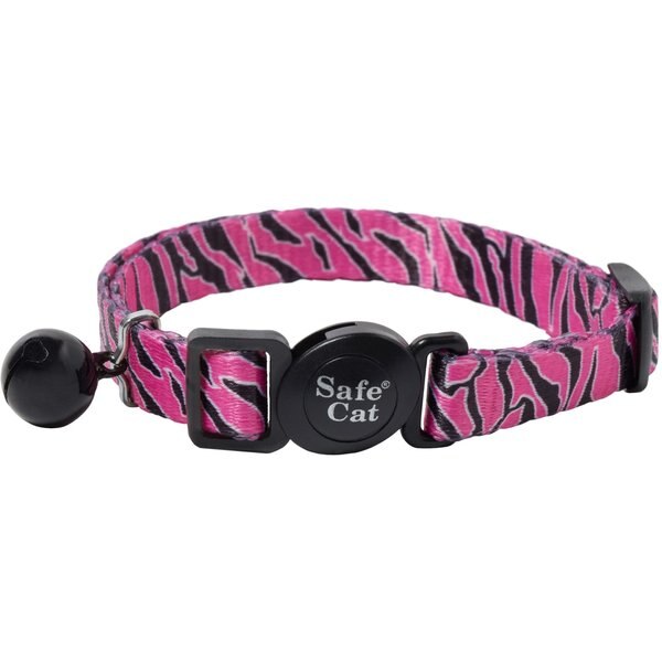SAFE CAT Fashion Adjustable Breakaway Cat Collar, Pink Zebra