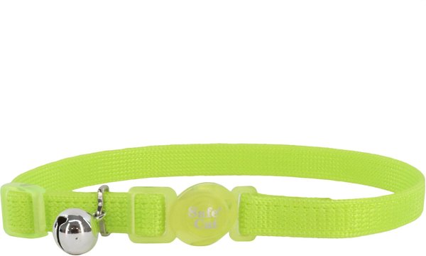 Safe Cat Snag-Proof Polyester Breakaway Cat Collar with Bell, Lime, 8 to 12-in neck, 3/8-in wide slide 1 of 5