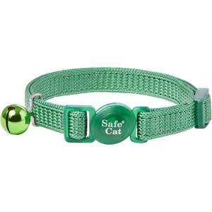 Safe Cat Snag-Proof Polyester Breakaway Cat Collar with Bell, Hunter