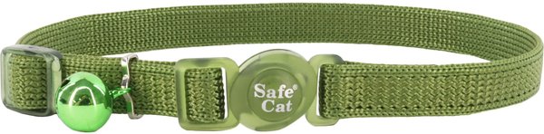 Safe Cat Snag-Proof Polyester Breakaway Cat Collar with Bell, Palm Green, 8 to 12-in neck, 3/8-in wide slide 1 of 5