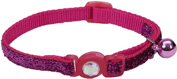 Safe Cat Jeweled Glitter Polyester Breakaway Cat Collar with Bell, Pink, 8 to 12-in neck, 3/8-in wide slide 1 of 5