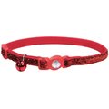 Safe Cat Jeweled Glitter Polyester Breakaway Cat Collar with Bell, Red, 8 to 12-in neck, 3/8-in wide