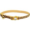 Safe Cat Jeweled Glitter Polyester Breakaway Cat Collar with Bell, Golden Kaleidoscope, 8 to 12-in neck, 3/8-in wide