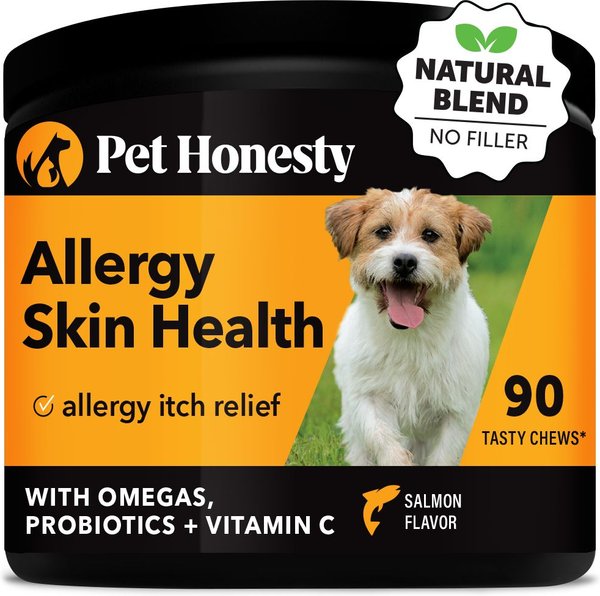 Pet Honesty Allergy Skin Health Supplement for Dogs Salmon Flavor 90 Chews