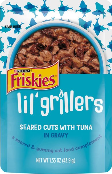 Friskies Lil' Grillers Seared Cuts With Tuna In Gravy Wet Cat Food, 1.55-oz pouches, case of 16 slide 1 of 10