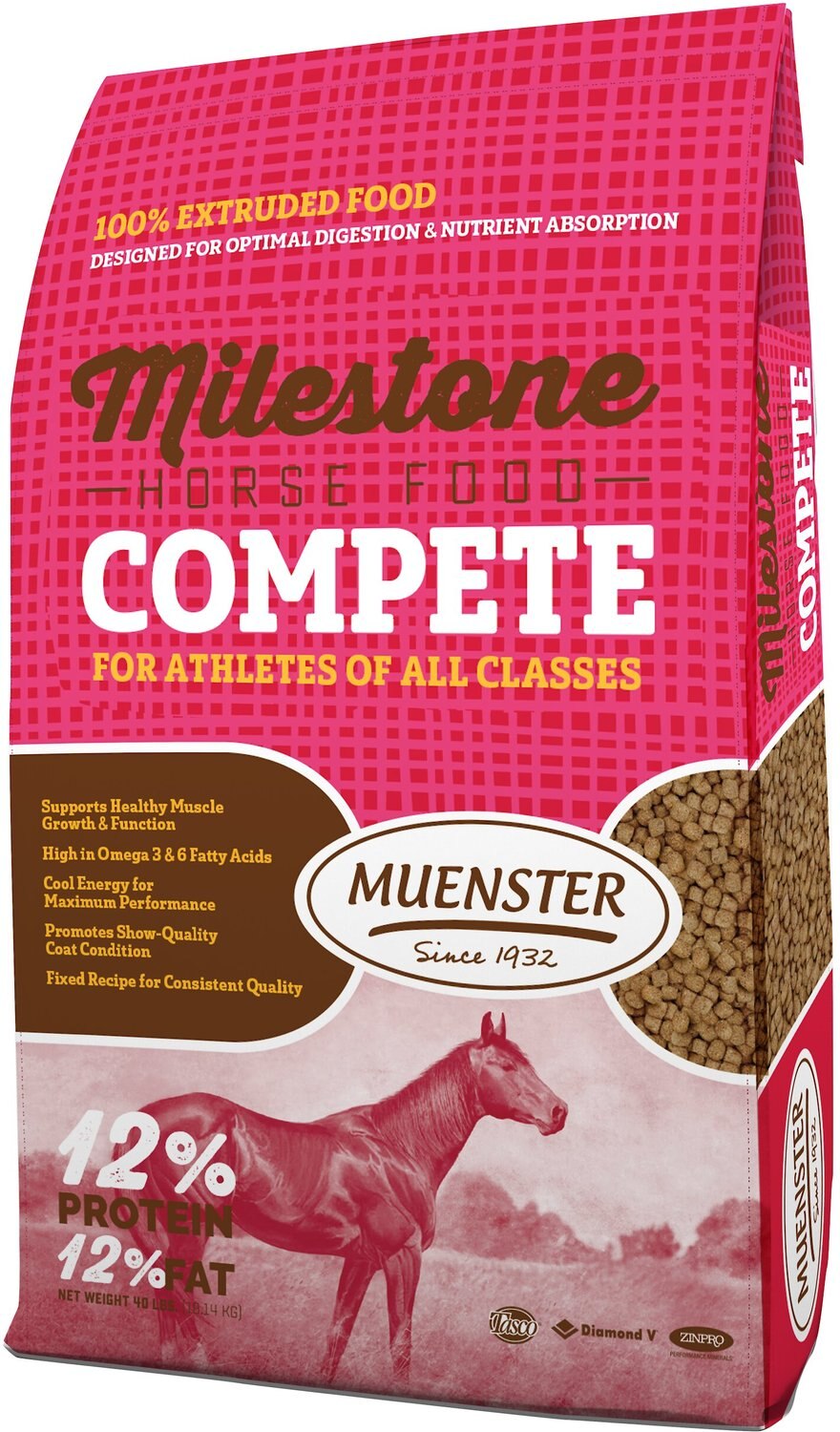 MILESTONE Compete High Fat Performance Horse Feed, 40lb bag