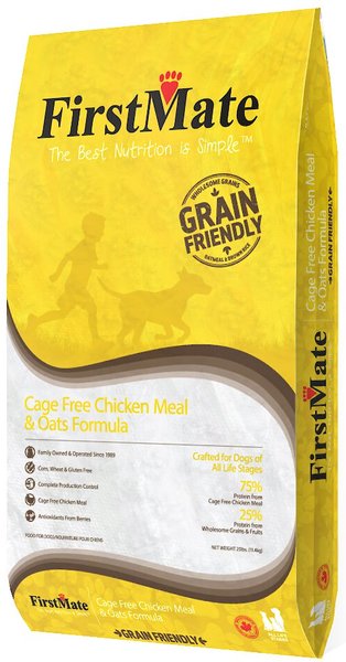 FirstMate Grain Friendly Cage Free Chicken Meal & Oats Formula Dog Food, 25-lb bag slide 1 of 1