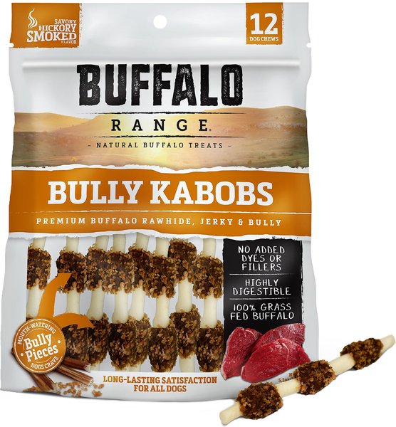 BUFFALO RANGE Bully Dippers Rawhide Jerky Kabobs Dog Treats 12 count Chewy