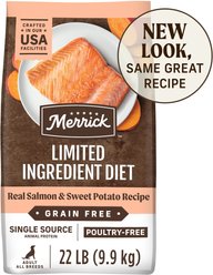 Merrick Limited Ingredient Diet Grain-Free Chicken-Free Real Salmon & Sweet Potato Recipe Dry Dog Food, 22-lb bag slide 1 of 8