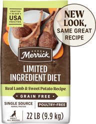 Merrick Limited Ingredient Diet Grain-Free Chicken-Free Real Lamb & Sweet Potato Recipe Dry Dog Food, 22-lb bag