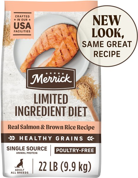 MERRICK Limited Ingredient Diet Real Salmon Brown Rice Recipe with Healthy Grains Dry Dog Food 22 lb bag Chewy