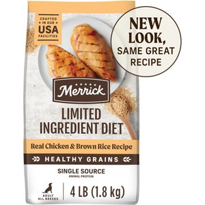 Merrick Limited Ingredient Diet Dry Dog Food Real Chicken & Brown Rice Recipe with Healthy Grains, 4-lb bag