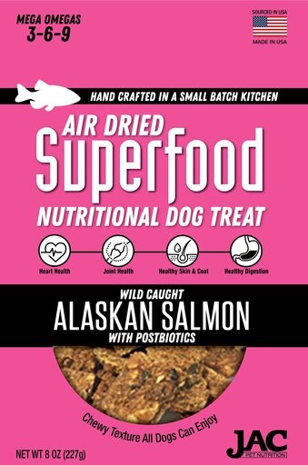 JAC Pet Nutrition Superfood Wild-Caught Alaskan Salmon Dehydrated Dog Treats, 8-oz bag