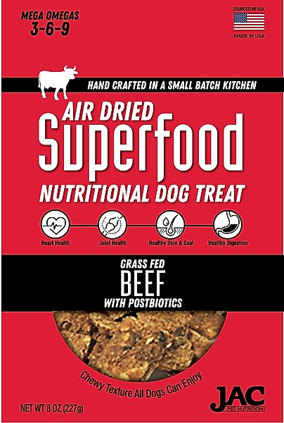 JAC Pet Nutrition Superfood Grass Fed Beef Dehydrated Dog Treats, 8-oz bag slide 1 of 7