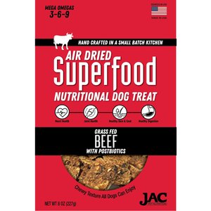 JAC Pet Nutrition Superfood Grass Fed Beef Dehydrated Dog Treats, 8-oz bag