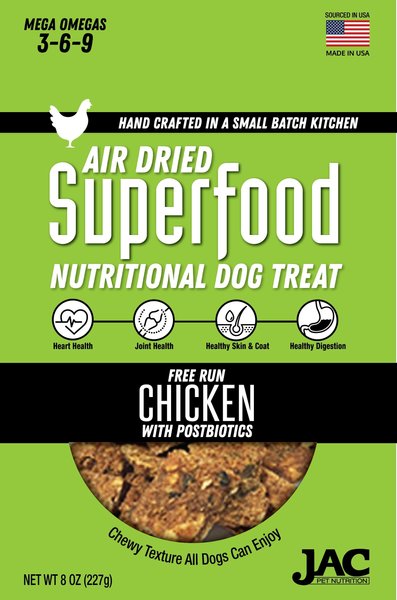 JAC Pet Nutrition Superfood Free Run Chicken Dehydrated Dog Treats, 8-oz bag slide 1 of 6