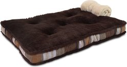 American Kennel Club AKC Blanket & Burlap Stripes Pillow Dog Bed, Brown, Small