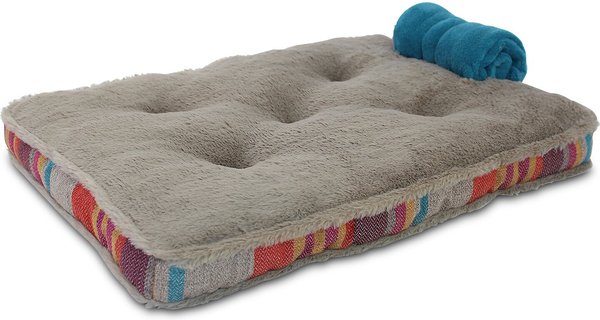 AMERICAN KENNEL CLUB AKC Blanket & Burlap Stripes Pillow Dog Bed, Gray,  Medium 