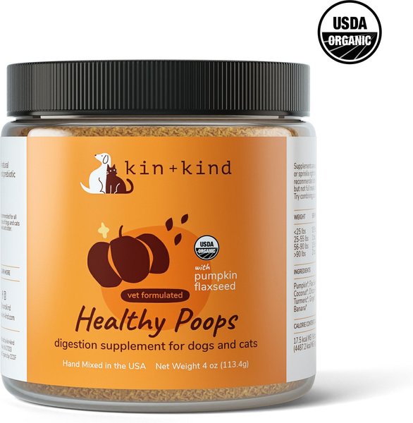 KIN+KIND Organic Healthy Poops Dog & Cat Supplement, 4oz bottle