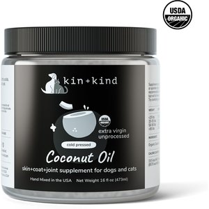 kin+kind Raw Coconut Oil Skin & Coat Boost Dog & Cat Supplement, 16-oz bottle