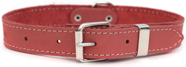 Euro-Dog Traditional Leather Dog Collar, Coral, Large: 14 to 19-in neck slide 1 of 5