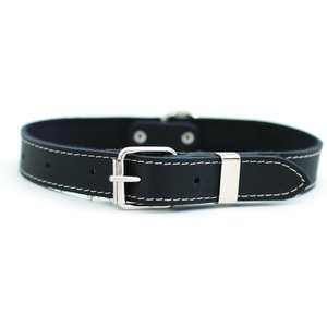 Euro-Dog Traditional Leather Dog Collar, Black, Large: 14 to 19-in neck