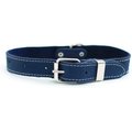 Euro-Dog Traditional Leather Dog Collar, Navy, Medium: 13 to 17-in neck