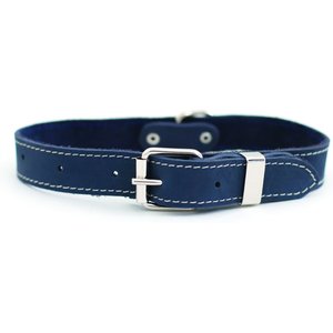 Euro-Dog Traditional Leather Dog Collar, Navy, Medium: 13 to 17-in neck