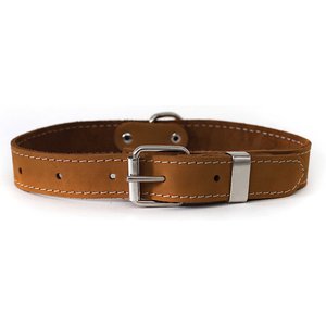 Euro-Dog Traditional Leather Dog Collar, Bark Brown, Large: 14 to 19-in neck