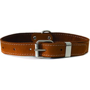 Euro-Dog Traditional Leather Dog Collar, Bark Brown, Small: 12 to 15-in neck