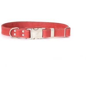 Euro-Dog Quick Release Leather Dog Collar, Coral, Small: 10 to 15-in neck