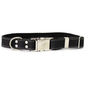 Euro-Dog Quick Release Leather Dog Collar, Black, X-Large: 16 to 26-in neck