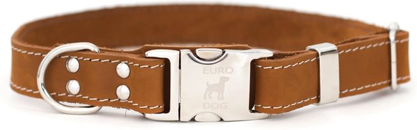 Euro-Dog Quick Release Leather Dog Collar, Bark Brown, X-Large: 16 to 26-in neck slide 1 of 6