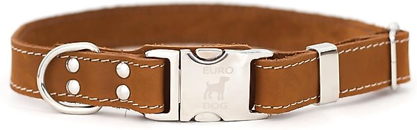Euro-Dog Quick Release Leather Dog Collar, Bark Brown, Medium: 12 to 18-in neck slide 1 of 6