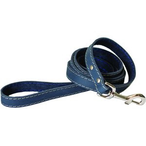Euro-Dog Leather Dog Leash, Navy, 6-ft long, 3/4-in wide