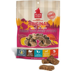 Plato Original Real Strips Turkey & Sweet Potato Recipe Grain-Free Dog Treats, 6-oz bag