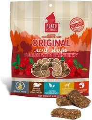 Plato Original Real Strips Turkey & Cranberry Recipe Grain-Free Dog Treats, 18-oz bag