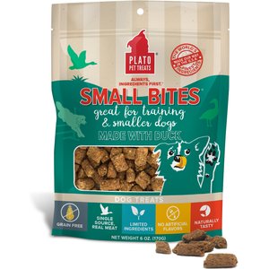 Plato Small Bites Duck Grain-Free Dog Treats, 2.5-oz bag