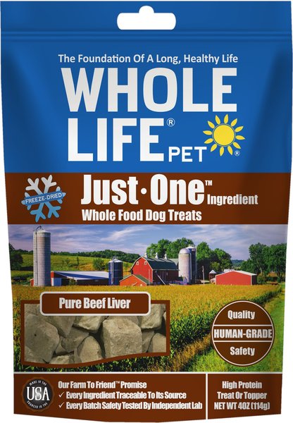Whole Life Just One Ingredient Pure Beef Liver Freeze-Dried Dog Treats, 4-oz bag slide 1 of 8