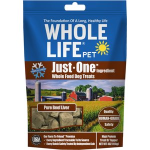Whole Life Just One Ingredient Pure Beef Liver Freeze-Dried Dog Treats, 4-oz bag