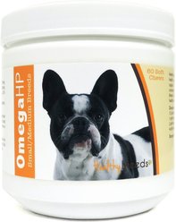 Healthy Breeds Omega HP Fatty Acid Skin & Coat Support Soft Chews Dog Supplement, 90 count, French Bulldog