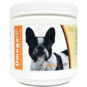 Healthy Breeds Omega HP Fatty Acid Skin & Coat Support Soft Chews Dog Supplement, 90 count, French Bulldog