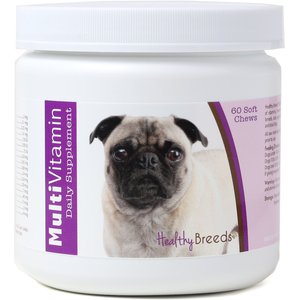 Healthy Breeds Pug Multivitamin Soft Chews Dog Supplement, 60 count