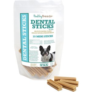 Healthy Breeds Mini Sticks Dog Dental Chews, 15 count, French Bulldog