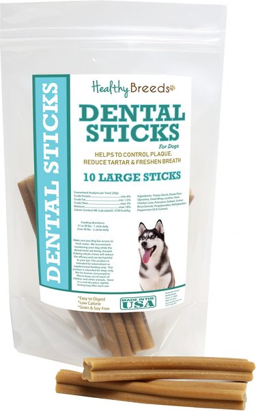 Healthy Breeds Large Sticks Dog Dental Chews, 10 count, Siberian Husky slide 1 of 1