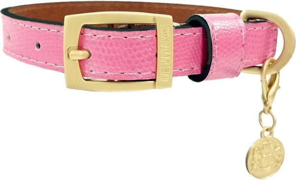 Hartman & Rose Park Avenue Leather Dog Collar, Pink, Large: 17 to 20-in neck, 1 1/4-in wide slide 1 of 6