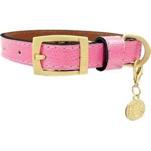 Hartman & Rose Park Avenue Leather Dog Collar, Pink, Large: 17 to 20-in neck, 1 1/4-in wide